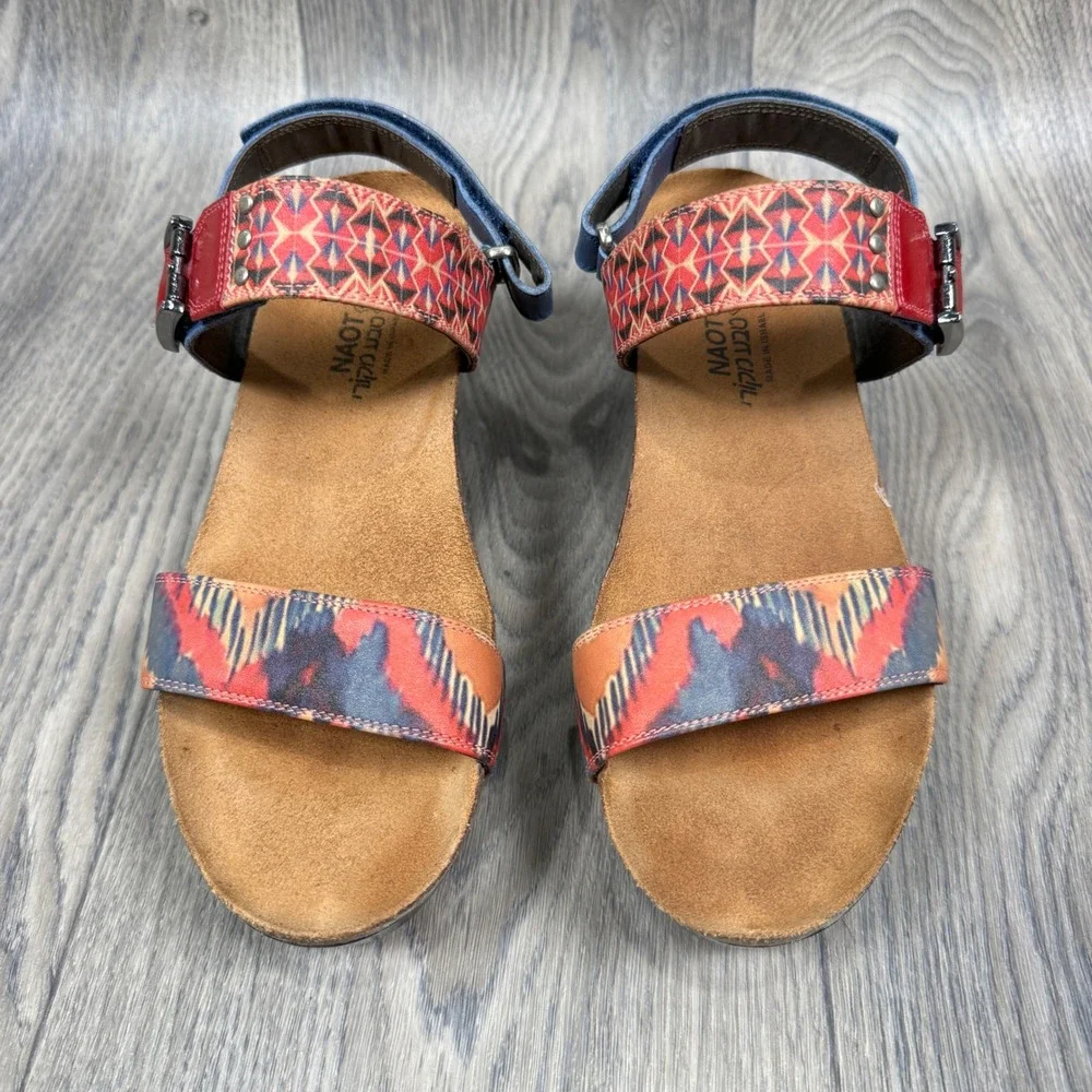 Naot Wedge Sandals Womens 39 Multicolor Leather Geometric Platform Buckle Boho